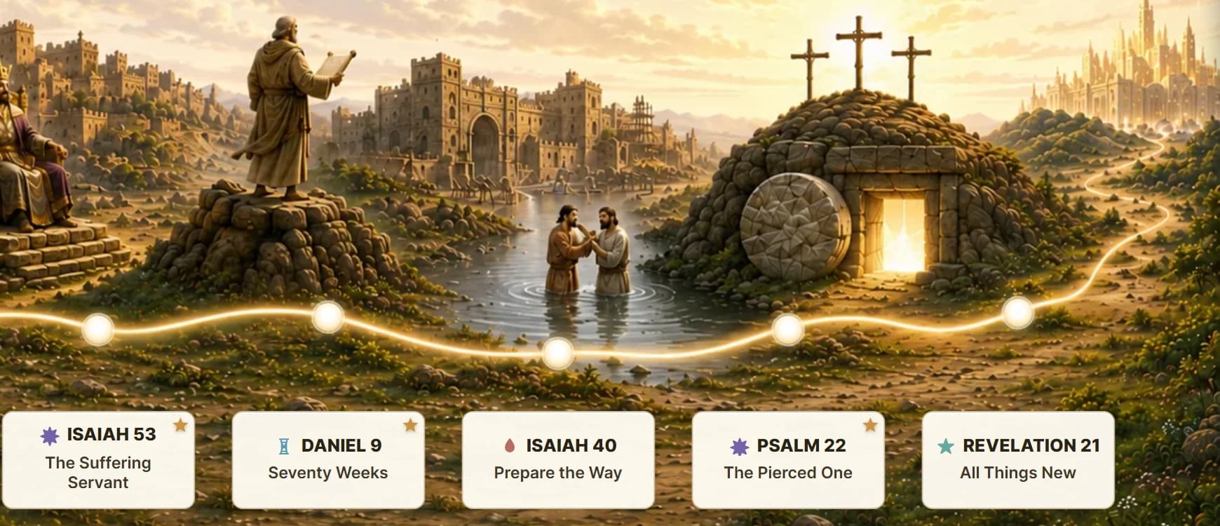 The Prophecy Atlas pathway from the prophets to the empty tomb, with prophecies such as Isaiah 53 and Psalm 22