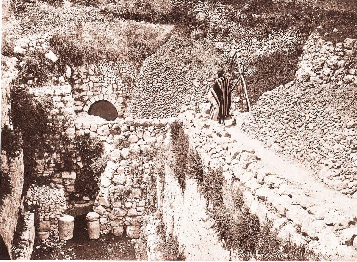 Historic photograph of the Pool of Siloam in Jerusalem.