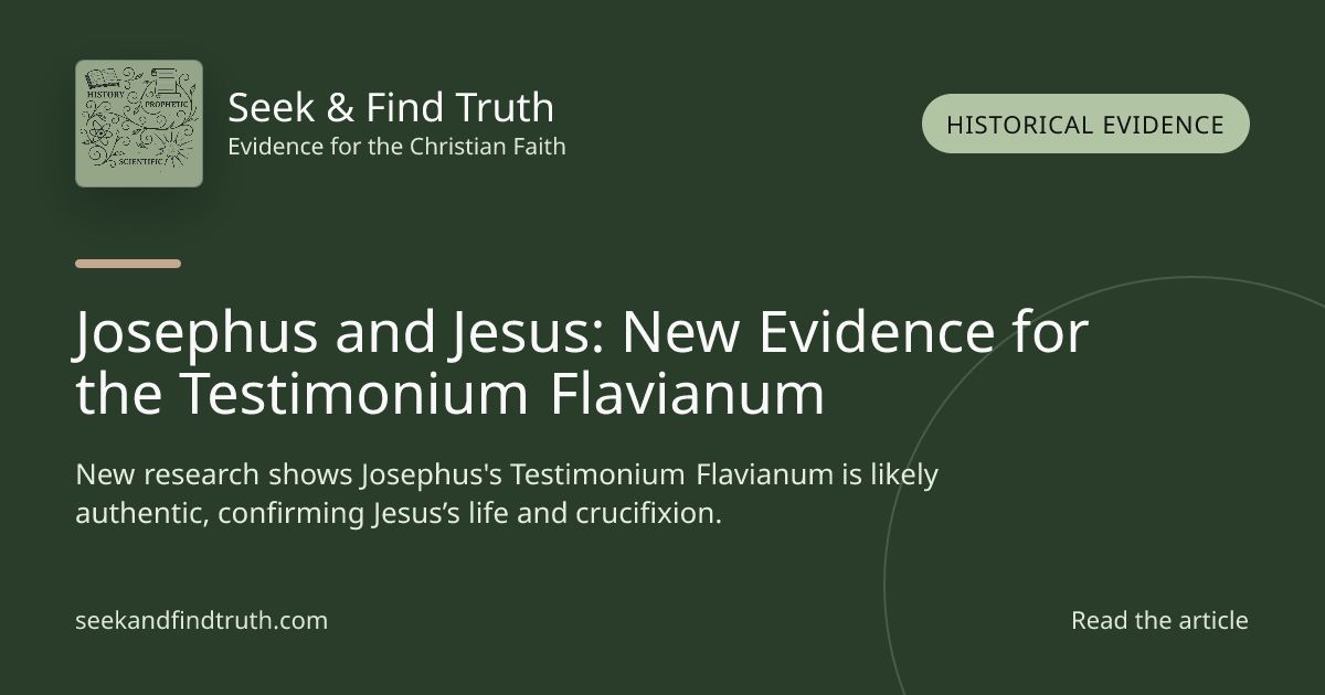 Josephus and Jesus: New Evidence for the Testimonium Flavianum