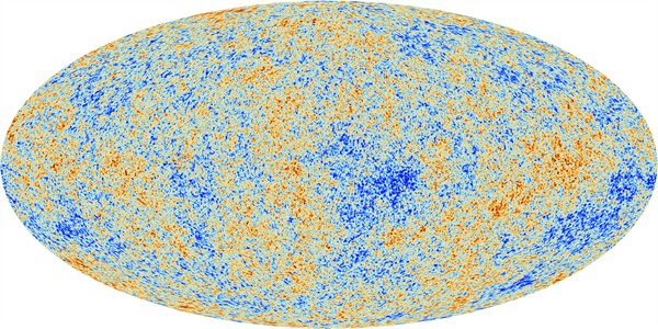 Planck map of tiny temperature fluctuations in the cosmic microwave background.