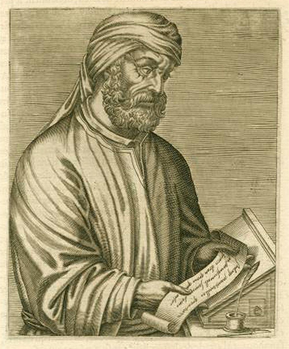 Allegorical wood engraving of Tertullian