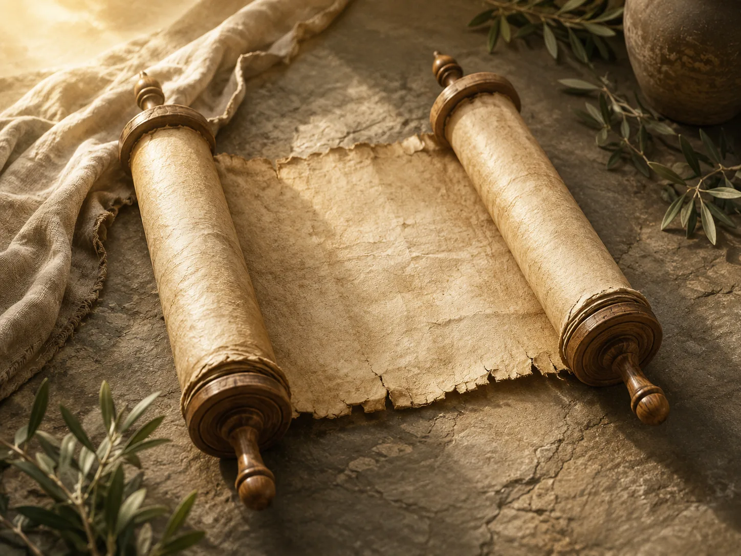 An open scroll on stone